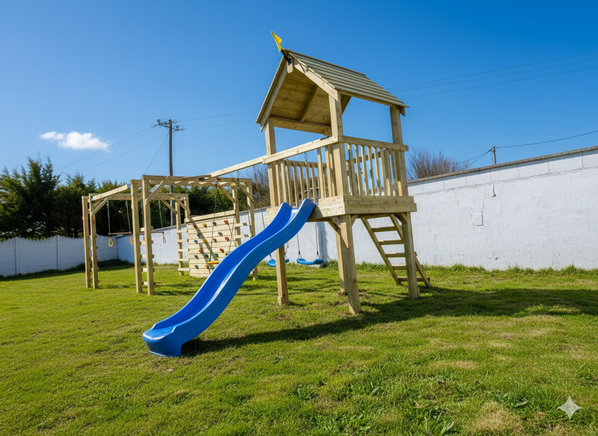 Garden Gym Frame Connected to Cubby Tower - Best Value