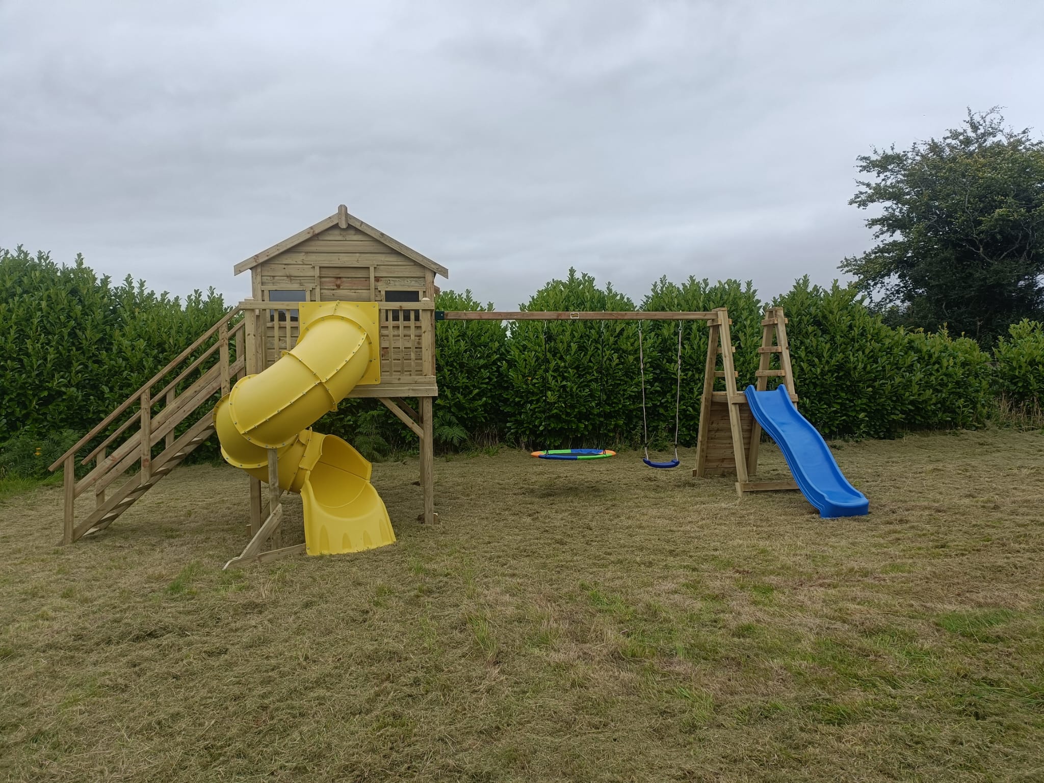 Forest Playhouse with Tube Slide