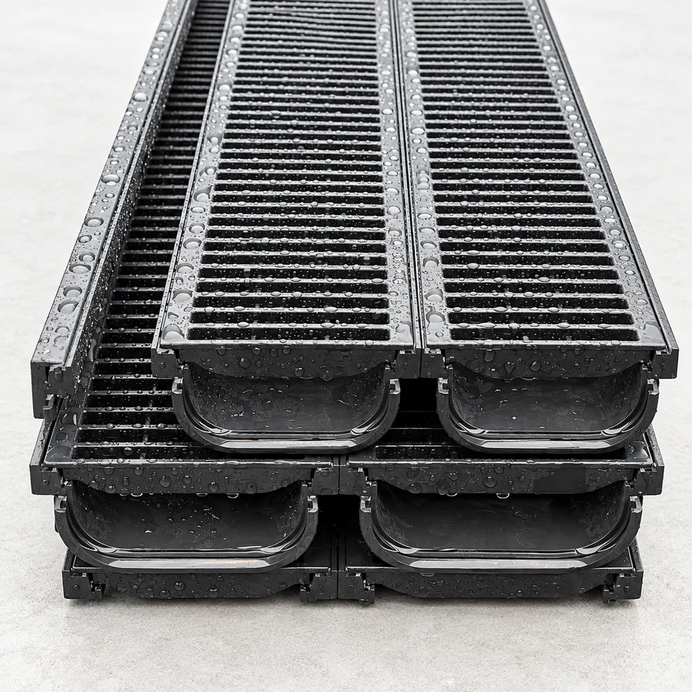 Black Plastic Drainage Channel with Grate – 2 and 5 Inch - Image 2