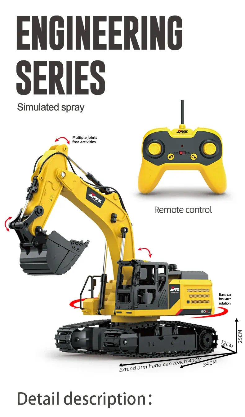 ZMX Engineering Excavator Construction Toy with Remote Control - Image 13