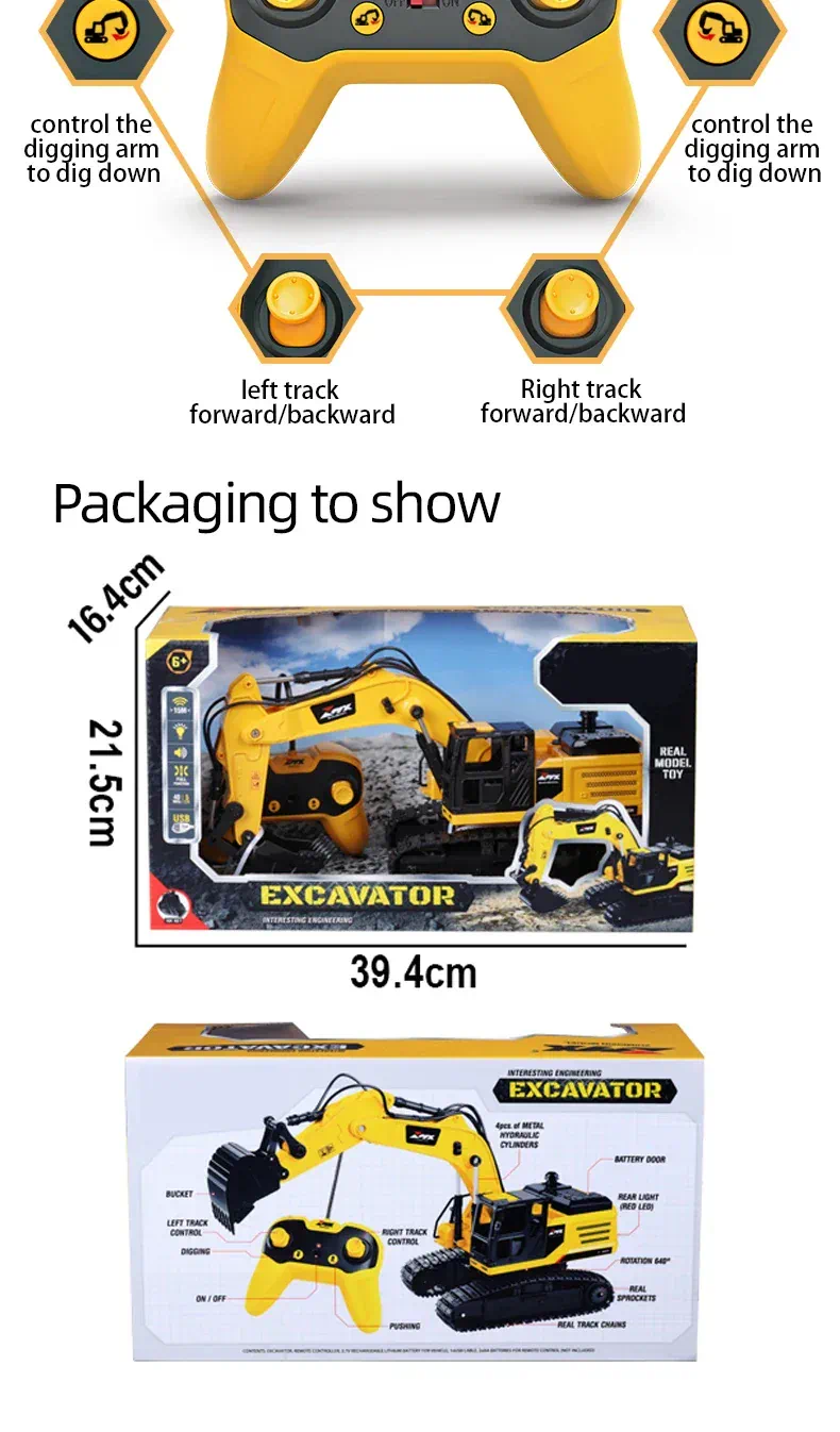 ZMX Engineering Excavator Construction Toy with Remote Control - Image 14
