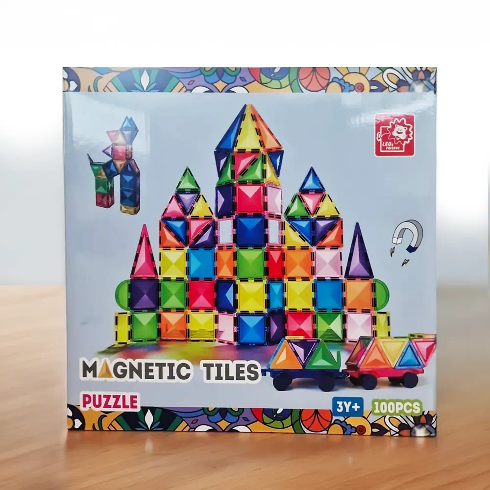 Leo & Friends Magnetic Tiles Puzzle – 100 PCS Building Set 3+