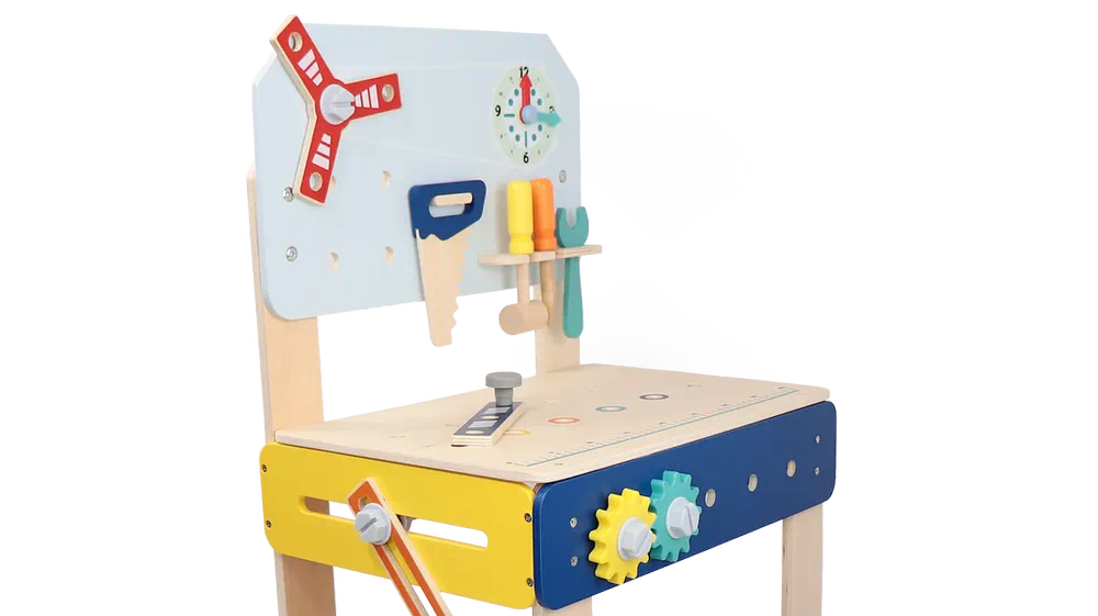 Leo & Friends Master Workbench – Adjustable Wooden Tool Bench with Play Tools for Kids 3+ - Image 4