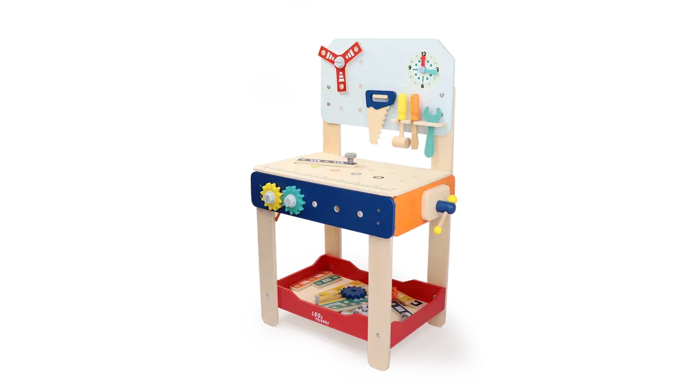 Leo & Friends Master Workbench – Adjustable Wooden Tool Bench with Play Tools for Kids 3+ - Image 5