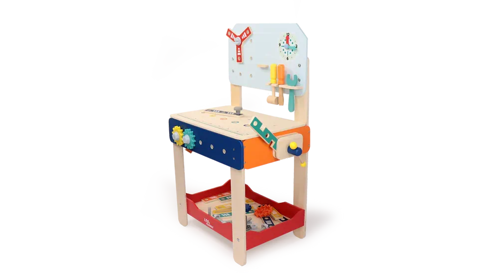 Leo & Friends Master Workbench – Adjustable Wooden Tool Bench with Play Tools for Kids 3+ - Image 6