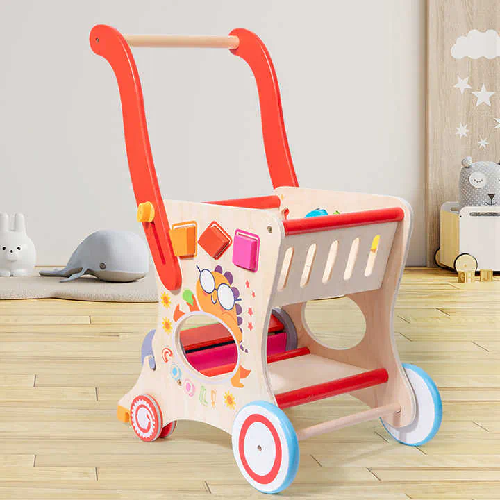 Wooden Pretend Play Shopping Cart - Image 2