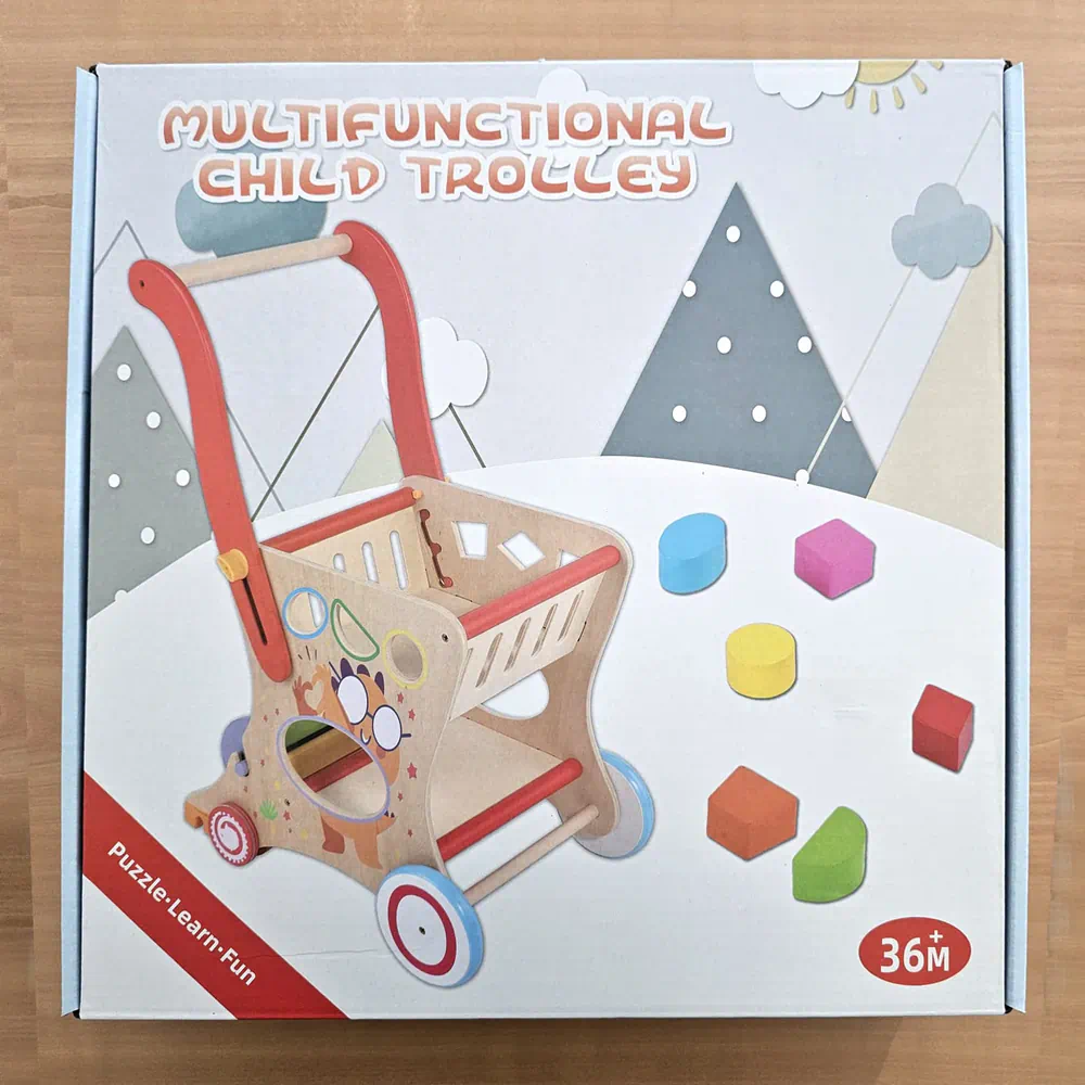 Wooden Pretend Play Shopping Cart - Image 4