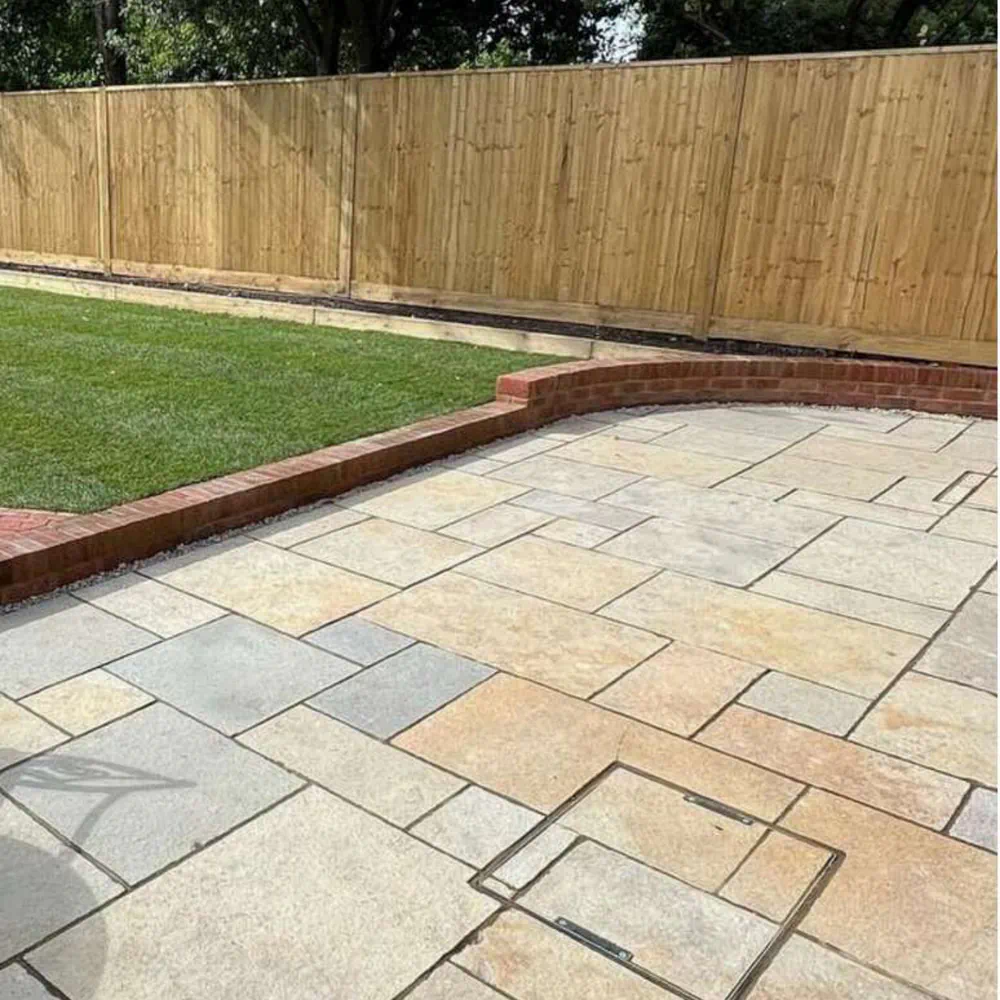 Natural stone garden paving